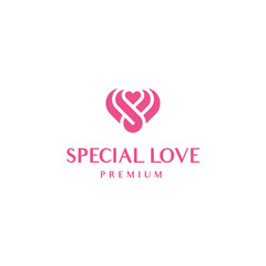 Love logo with abstract letter s symbol Premium Vector