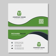 elegant white and green business card design template