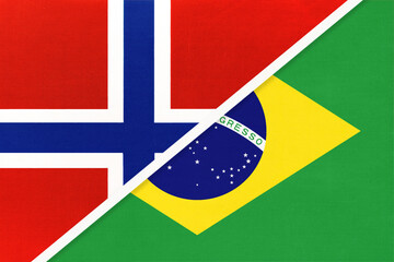 Norway and Brazil, symbol of national flags from textile.