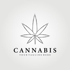 cannabis logo vector illustration design graphic, simple line art concept