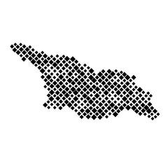 Georgia map from pattern of black rhombuses of different sizes. Vector illustration.
