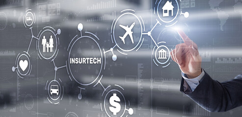 Family car and home travel insurance concept on virtual screen.