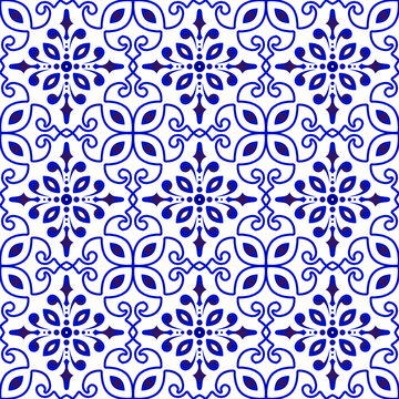 floral seamless blue pattern vector