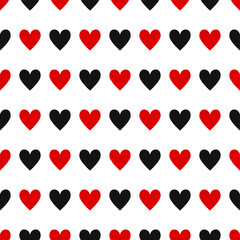 Seamless vector hearts pattern. Valentine's day background. For fabric, textile, wrapping, cover etc. 10 eps. Love emotion red and black hearts pattern.