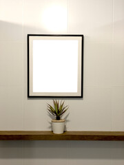 Frame on the wall with isolate on white background