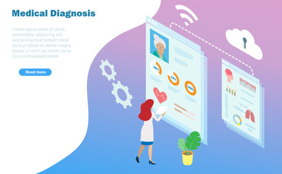 Doctor Diagnosis Of Elderly Patient Using Isometric Medical Records From Online Data Computing. Idea For Research And Development In Medical And Healthcare Concept. 