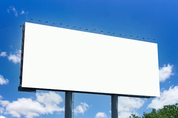Fototapeta premium Billboard on the background of the city. Mock-up