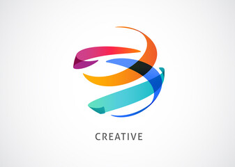 Creative, digital abstract colorful icon, element and symbol, world logo template