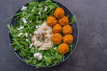 healthy home made avocado hummus salad bowl