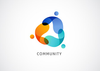 Abstract People symbol, togetherness and community concept design, creative hub, social connection icon, template and logo set