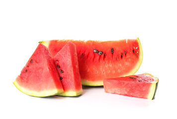 Slices of ripe watermelon isolated on white background