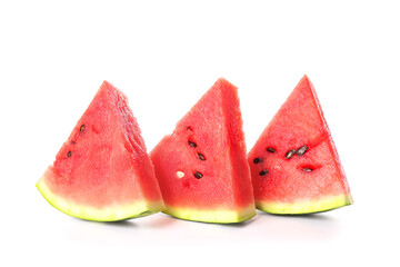 Slices of ripe watermelon isolated on white background