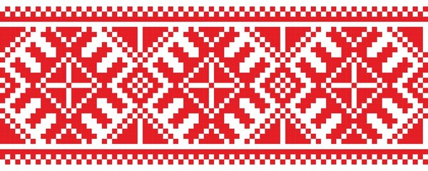 National pixel pattern. Traditional ethnic pattern for embroidery with red thread, Bright and fashionable pattern.