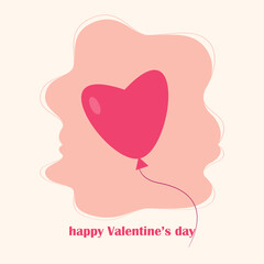 Heart Balloon card. Happy Valentine's Day. Flat vector illustration