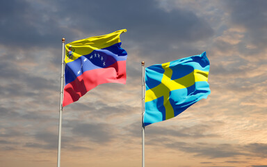 Flags of Venezuela and Sweden.