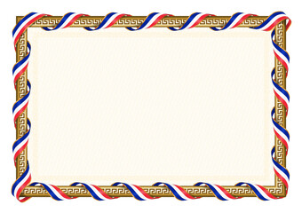 Obraz premium Horizontal frame and border with France flag