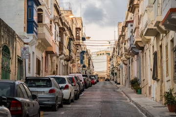Naklejka na ściany i meble Streets of Valletta (or Il-Belt) capital of the Mediterranean island nation of Malta