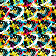 Bright abstract geometric seamless pattern in graffiti style. Quality illustration for your design