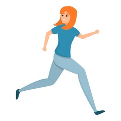 Fototapeta na wymiar Scared running girl icon. Cartoon of scared running girl vector icon for web design isolated on white background