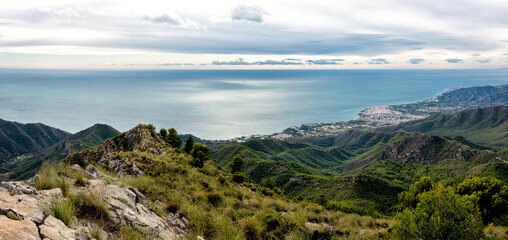 Fototapeta na wymiar Views from the route to El Pico del Cielo in Nerja, Spain