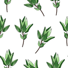 Spring twig watercolor pattern. For decoration of postcards, print, design works, souvenirs, design of fabrics and textiles, packaging design, invitation, wrapping, packaging, print.
