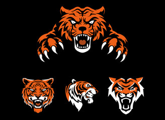 Tiger head vector illustration for t-shirt design, logo, icon, image, simple background