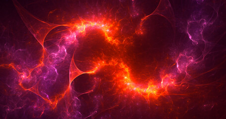 3D rendering abstract multicolor fractal light background