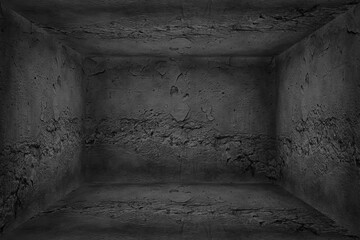 Obraz premium 3d room vintage concrete, abstract background empty ruined room perspective wall floor corner