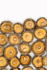 Chinese dried edible mushrooms on white background