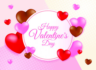 High Quality Love Background with 3D Hearts for your Saint Valentine´ s Day Design . Isolated Vector Elements