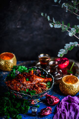 Fototapeta na wymiar Persian Honey Glazed Chicken and Jeweled Rice