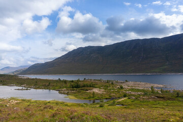 Fototapeta na wymiar Loch Cluanie in the Scottish highlands. It is a reservoir in the northwest of Scotland.