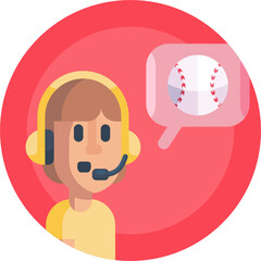Baseball, softball sport game vector flat icons. Ball, bat, field, helmet, pitching machine, catcher mask. Linear signs set, championship pictograms with editable stroke for event, equipment store. 