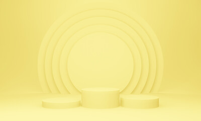 3D yellow geometric stage podium