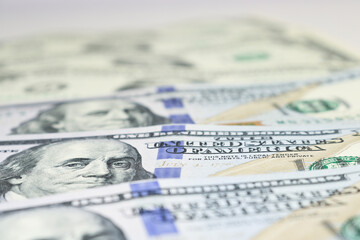 Currency American dollars - paper banknotes. Money background.