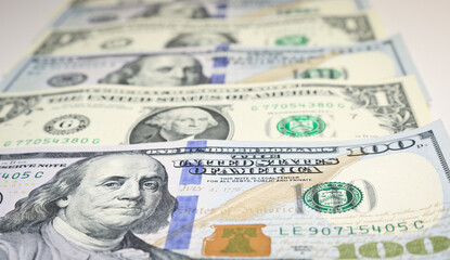 Currency American dollars - paper banknotes. Money background.