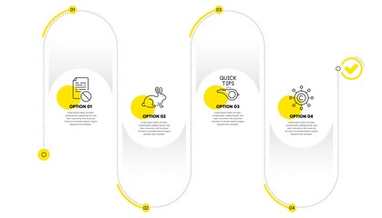 Tutorials, Wrong file and Animal tested line icons set. Timeline process infograph. Copywriting network sign. Quick tips, Page paper, Bio product. Content networking. Business set. Vector