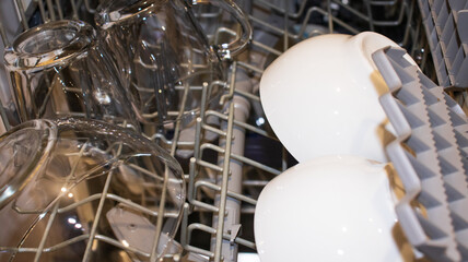 Fototapeta na wymiar extreme close-up.cups in the dishwasher. automatic dishwashing.
