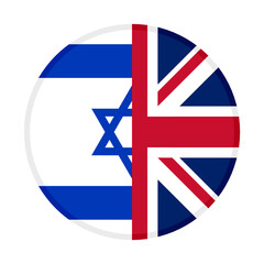 round icon with israel and united kingdom flags isolated on white background