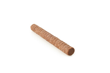 Chocolate wafer roll isolated on white background
