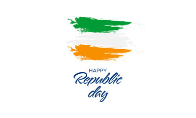 Happy Republic Day Handwritten Text With Brush Stroke National Indian Flag. Vector Illustration