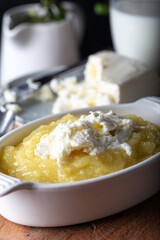 Hosmerim; traditional cheese halva with clotted cream.