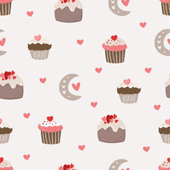 Valentine’s Day digital paper, bohemian love seamless pattern background for textile, fabric, wallpaper, wrapping paper