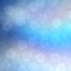 Pentagonal bokeh iridescent blue background. Fantasy dreamy sky abstract graphic.