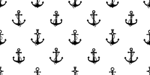 Anchor seamless pattern vector boat helm pirate maritime Nautical scarf isolated sea ocean repeat wallpaper tile background illustration design