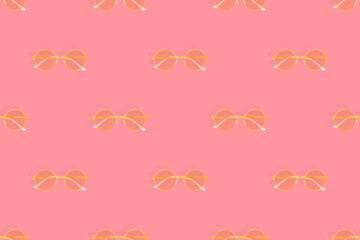 Glasses seamless pattern. Glasses for improving vision on a red background.