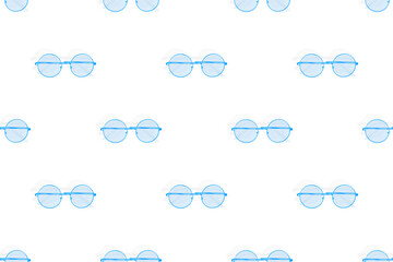 Glasses seamless pattern. Glasses for improving vision on a white background.