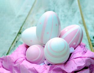 Easter eggs surrounded by rustic background
