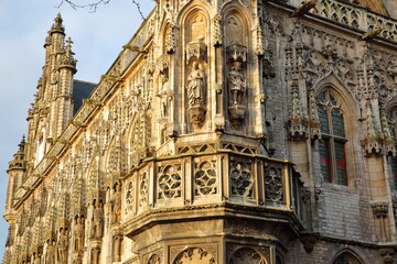 The impressive gothic styled Stadhuis (town hall), located on the Markt (main Square) in...