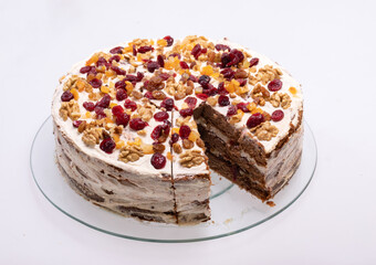 gingerbread cake sprinkled with dried fruits